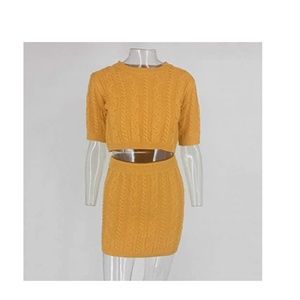 Casual Knit 2 Piece Skirt Set
